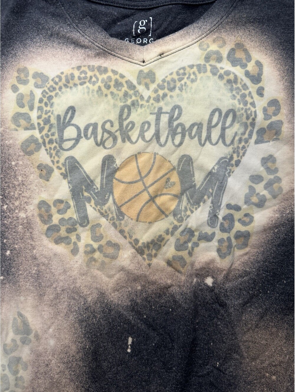 Bleach Dyed Basketball Mom Shirt Womens Large Leopard Print Distressed